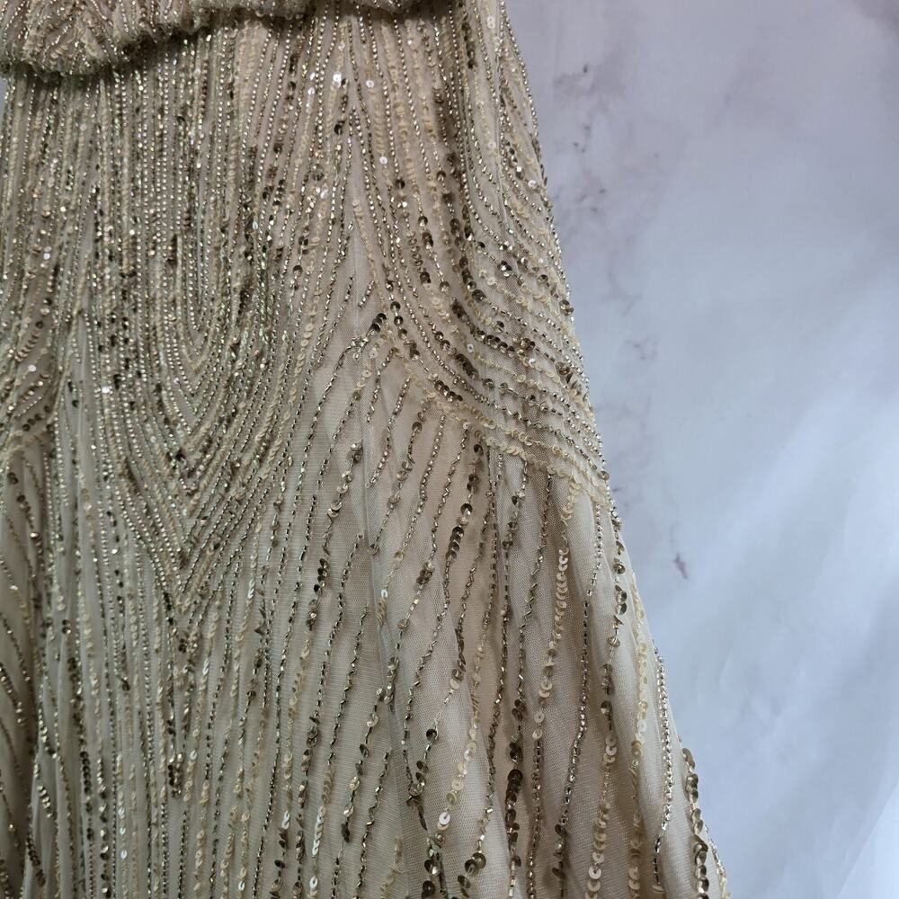Anthropologie Dress Womens 16 Beaded Sequin Fidelia Champangne Gown Greek BHLDN - Picture 14 of 16